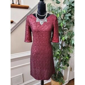 Betsey Johnson Women's Burgundy Ombre Sequin Valentine's Day Party Dress Sz 6